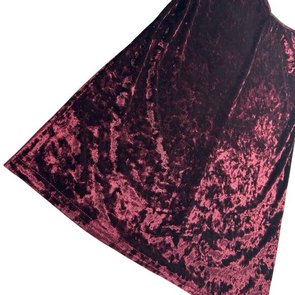 Y2K Burnout Crushed Velvet Burgundy Sz 4 Mini Slip Dress Whimsigoth Grunge Fairy - Picture 2 of 12